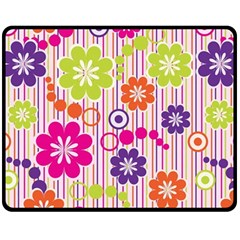 Multicolored Floral Wallpaper Pattern Background Texture Surface Double Sided Fleece Blanket (medium)  by danenraven