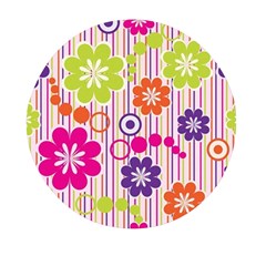 Multicolored Floral Wallpaper Pattern Background Texture Surface Mini Round Pill Box by danenraven