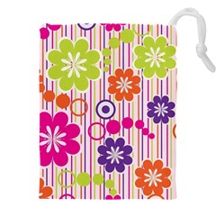 Multicolored Floral Wallpaper Pattern Background Texture Surface Drawstring Pouch (4xl) by danenraven