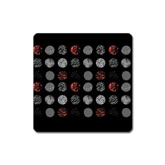 Black And Multicolored Polka Dot Wallpaper Artwork Digital Art Square Magnet by danenraven