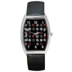 Black And Multicolored Polka Dot Wallpaper Artwork Digital Art Barrel Style Metal Watch by danenraven