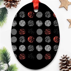 Black And Multicolored Polka Dot Wallpaper Artwork Digital Art Oval Ornament (two Sides)