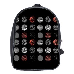 Black And Multicolored Polka Dot Wallpaper Artwork Digital Art School Bag (large) by danenraven