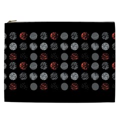 Black And Multicolored Polka Dot Wallpaper Artwork Digital Art Cosmetic Bag (xxl) by danenraven