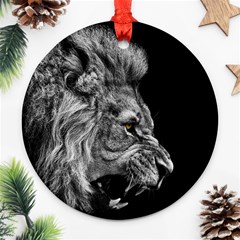 Roar Angry Male Lion Black Ornament (round) by danenraven