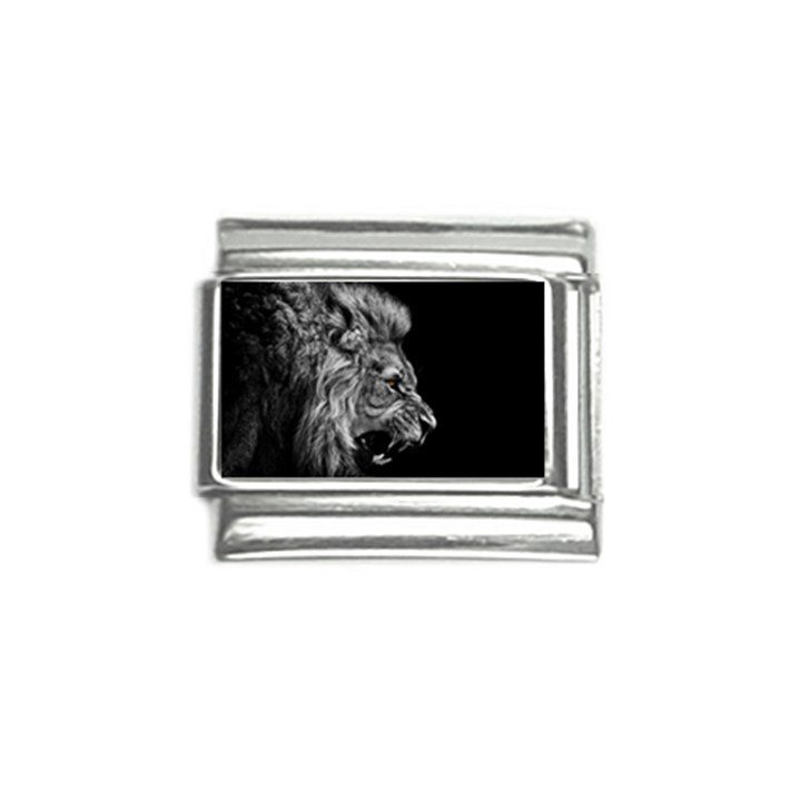 Roar Angry Male Lion Black Italian Charm (9mm)