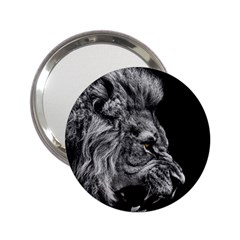 Roar Angry Male Lion Black 2 25  Handbag Mirrors by danenraven