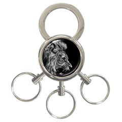 Roar Angry Male Lion Black 3-ring Key Chain by danenraven