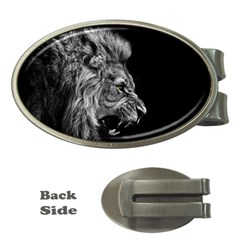 Roar Angry Male Lion Black Money Clips (oval)  by danenraven