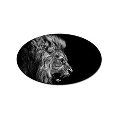 Roar Angry Male Lion Black Sticker (oval)