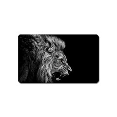 Roar Angry Male Lion Black Magnet (name Card)