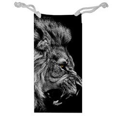 Roar Angry Male Lion Black Jewelry Bag by danenraven