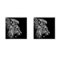 Roar Angry Male Lion Black Cufflinks (square) by danenraven