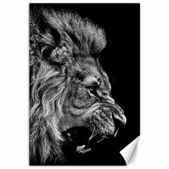 Roar Angry Male Lion Black Canvas 12  X 18  by danenraven