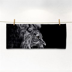 Roar Angry Male Lion Black Hand Towel by danenraven