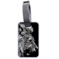 Roar Angry Male Lion Black Luggage Tag (two Sides) by danenraven