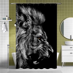 Roar Angry Male Lion Black Shower Curtain 48  X 72  (small)  by danenraven