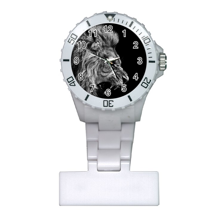 Roar Angry Male Lion Black Plastic Nurses Watch