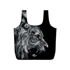 Roar Angry Male Lion Black Full Print Recycle Bag (s) by danenraven