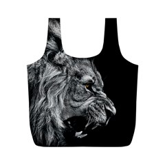 Roar Angry Male Lion Black Full Print Recycle Bag (m) by danenraven