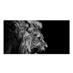 Roar Angry Male Lion Black Satin Shawl 45  X 80  by danenraven