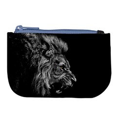 Roar Angry Male Lion Black Large Coin Purse by danenraven