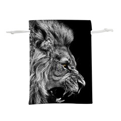 Roar Angry Male Lion Black Lightweight Drawstring Pouch (m) by danenraven