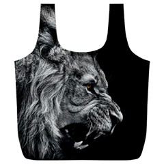 Roar Angry Male Lion Black Full Print Recycle Bag (xxl) by danenraven