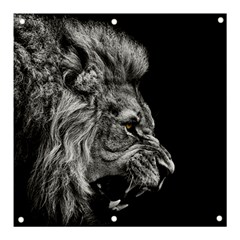 Roar Angry Male Lion Black Banner And Sign 3  X 3  by danenraven