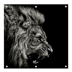 Roar Angry Male Lion Black Banner And Sign 4  X 4  by danenraven