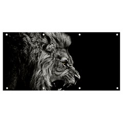 Roar Angry Male Lion Black Banner And Sign 8  X 4  by danenraven