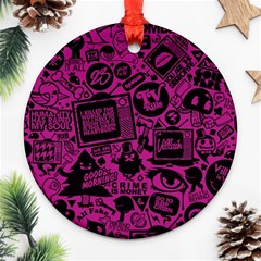 Pink And Black Logo Illustration Ornament (round) by danenraven