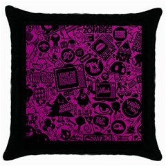 Pink And Black Logo Illustration Throw Pillow Case (black) by danenraven