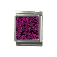 Pink And Black Logo Illustration Italian Charm (13mm)