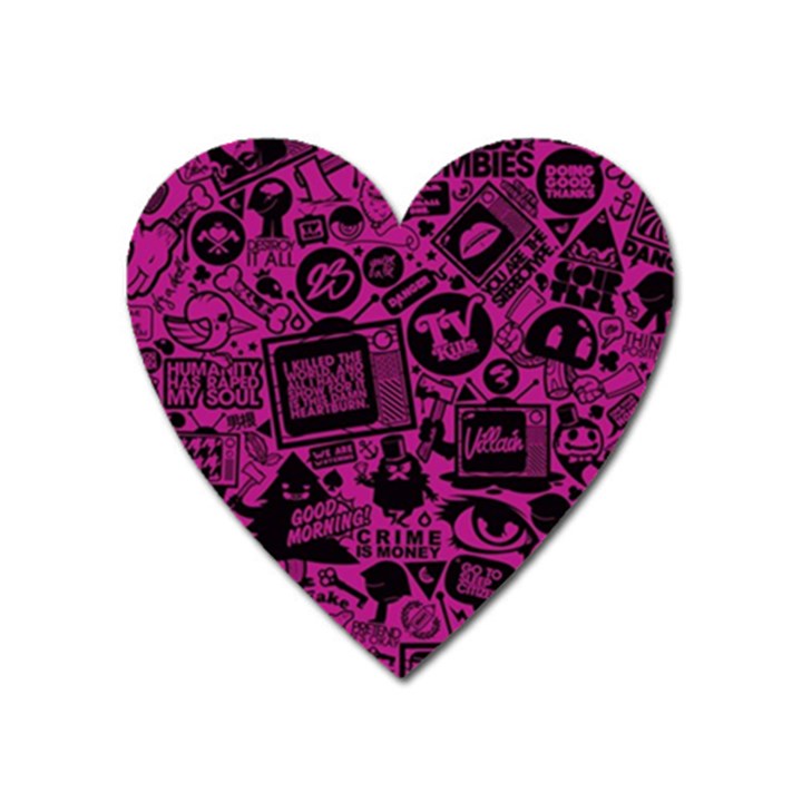 Pink And Black Logo Illustration Heart Magnet