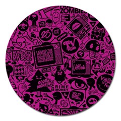 Pink And Black Logo Illustration Magnet 5  (round) by danenraven