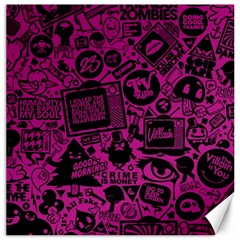 Pink And Black Logo Illustration Canvas 16  X 16 