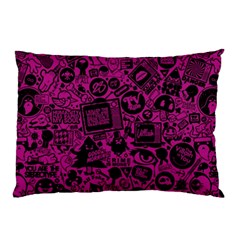 Pink And Black Logo Illustration Pillow Case by danenraven