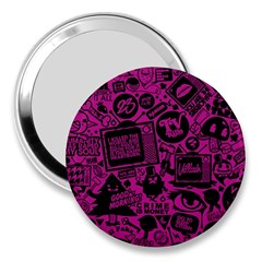 Pink And Black Logo Illustration 3  Handbag Mirrors by danenraven