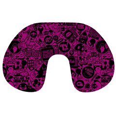 Pink And Black Logo Illustration Travel Neck Pillow by danenraven