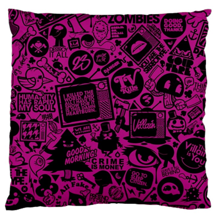 Pink And Black Logo Illustration Large Flano Cushion Case (Two Sides)