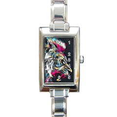 Angry Male Lion Roar Rectangle Italian Charm Watch by danenraven