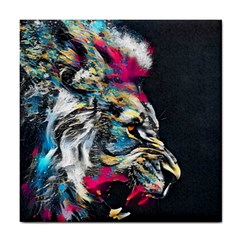 Angry Male Lion Roar Tile Coaster by danenraven