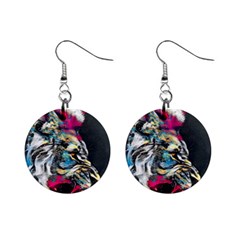 Angry Male Lion Roar Mini Button Earrings by danenraven