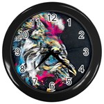 Angry Male Lion Roar Wall Clock (Black) Front