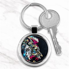 Angry Male Lion Roar Key Chain (round) by danenraven