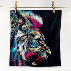 Angry Male Lion Roar Face Towel by danenraven