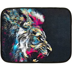 Angry Male Lion Roar Fleece Blanket (mini) by danenraven