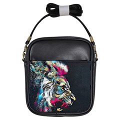 Angry Male Lion Roar Girls Sling Bag by danenraven