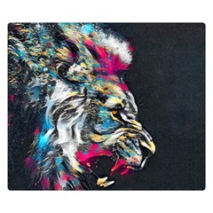 Angry Male Lion Roar Double Sided Flano Blanket (small)  by danenraven